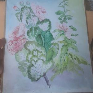 Shabby pink Roses watercolor painting wall Art